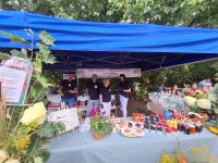 Namiot koła gospodyń wiejskich z jadłem dla uczestników Odpustu w Lutkówce.