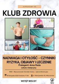 W środę 19 listopada zapraszamy na spotkanie w ramach Klubu Zdrowia.