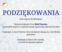 Podziękowanie za wsparcie Balu Mikołajkowego Mszczonowskiego Ośrodka Kultury