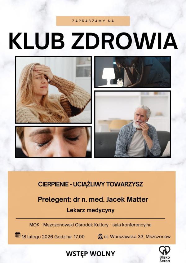 W środę 18 lutego spotkanie w ramach Klubu Zdrowia!