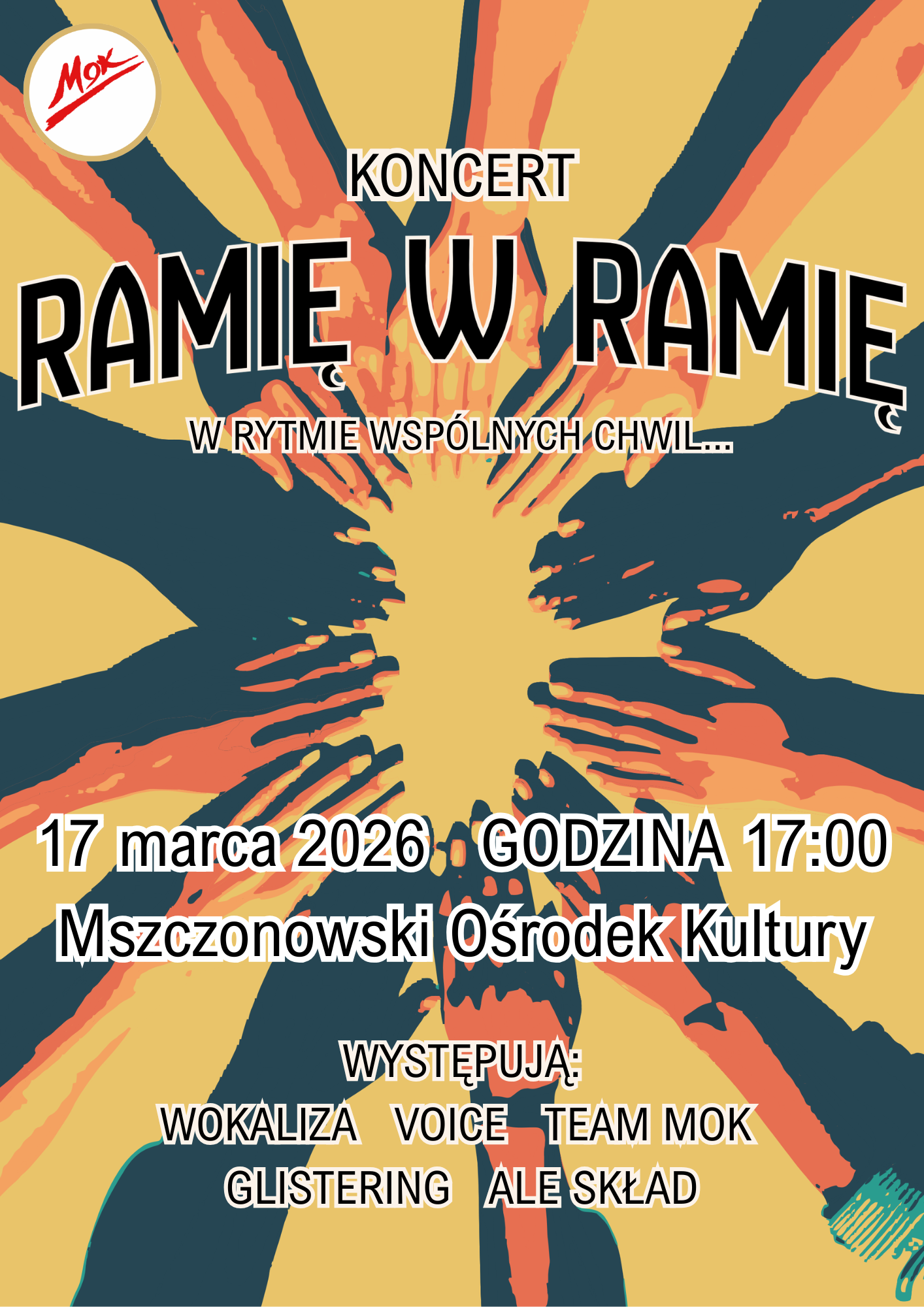 17 marca zapraszamy na koncert- „Ramię w ramię. W rytmie wspólnych chwil"