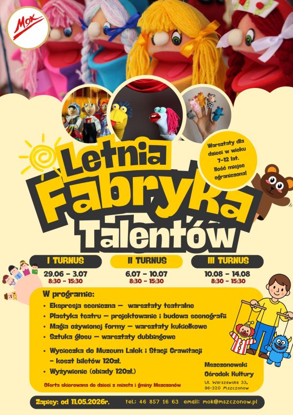Letnia Fabryka Talentów w MOK- zapisy od 11 maja! Wspólnie odkryjemy magię teatru!