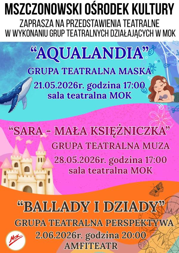 Zapraszamy na spektakle w wykonaniu grup teatralnych z MOK!